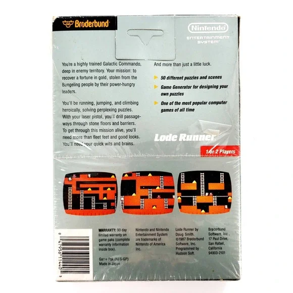 Lode Runner Nintendo NES Authentic 5-Screw Complete Unpunched Tested & Works